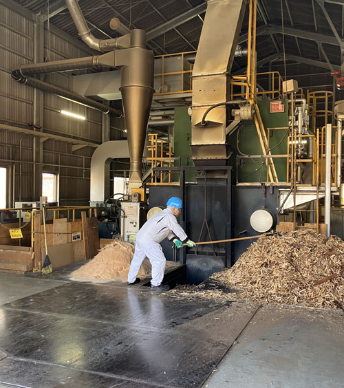 Bark and offcuts reused as fuel for drying boilers