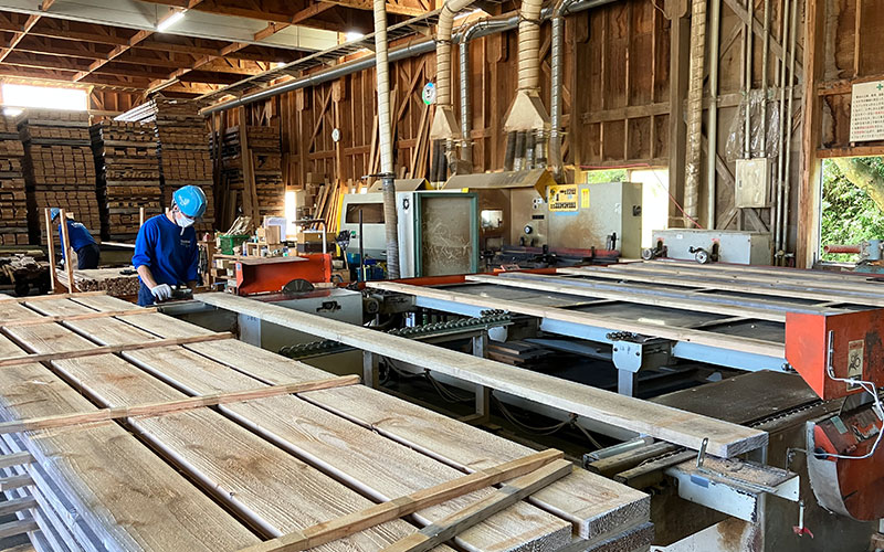 Machining into products such as paneling and flooring