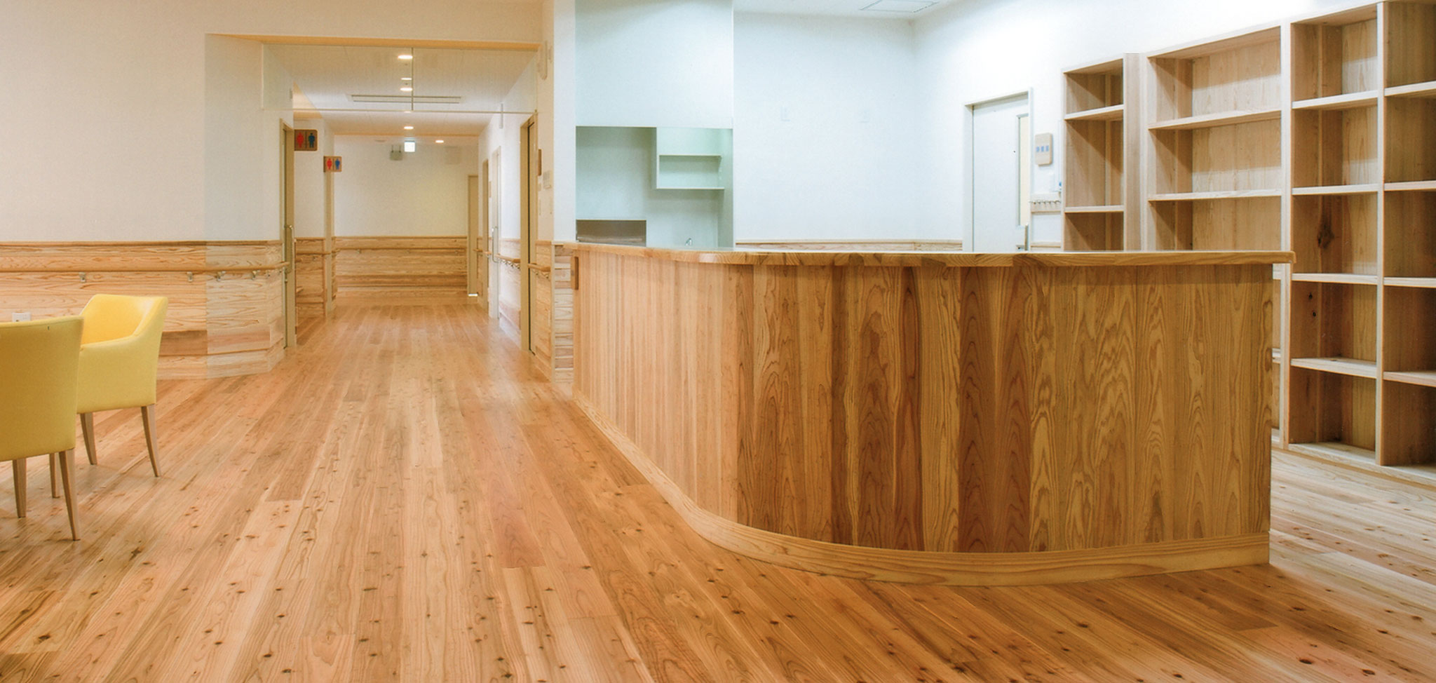 Installation example of Obi cedar flooring